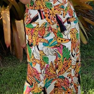 Farm rio crazy tucanos off white linen dress